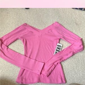 Urban Outfitters V-Neck Pink Long Sleeve Top